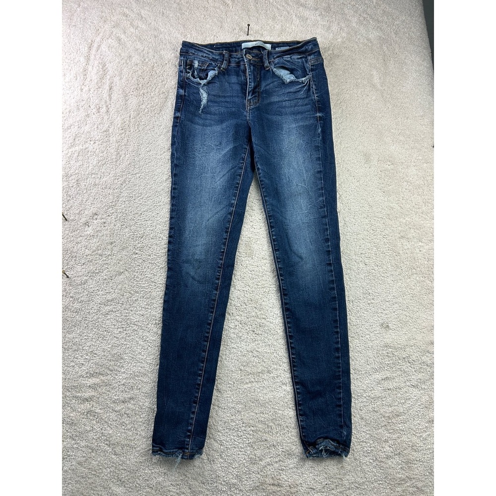 KanCan Women's Skinny Jeans Dark Wash‎ Size 24 Distressed Stretch